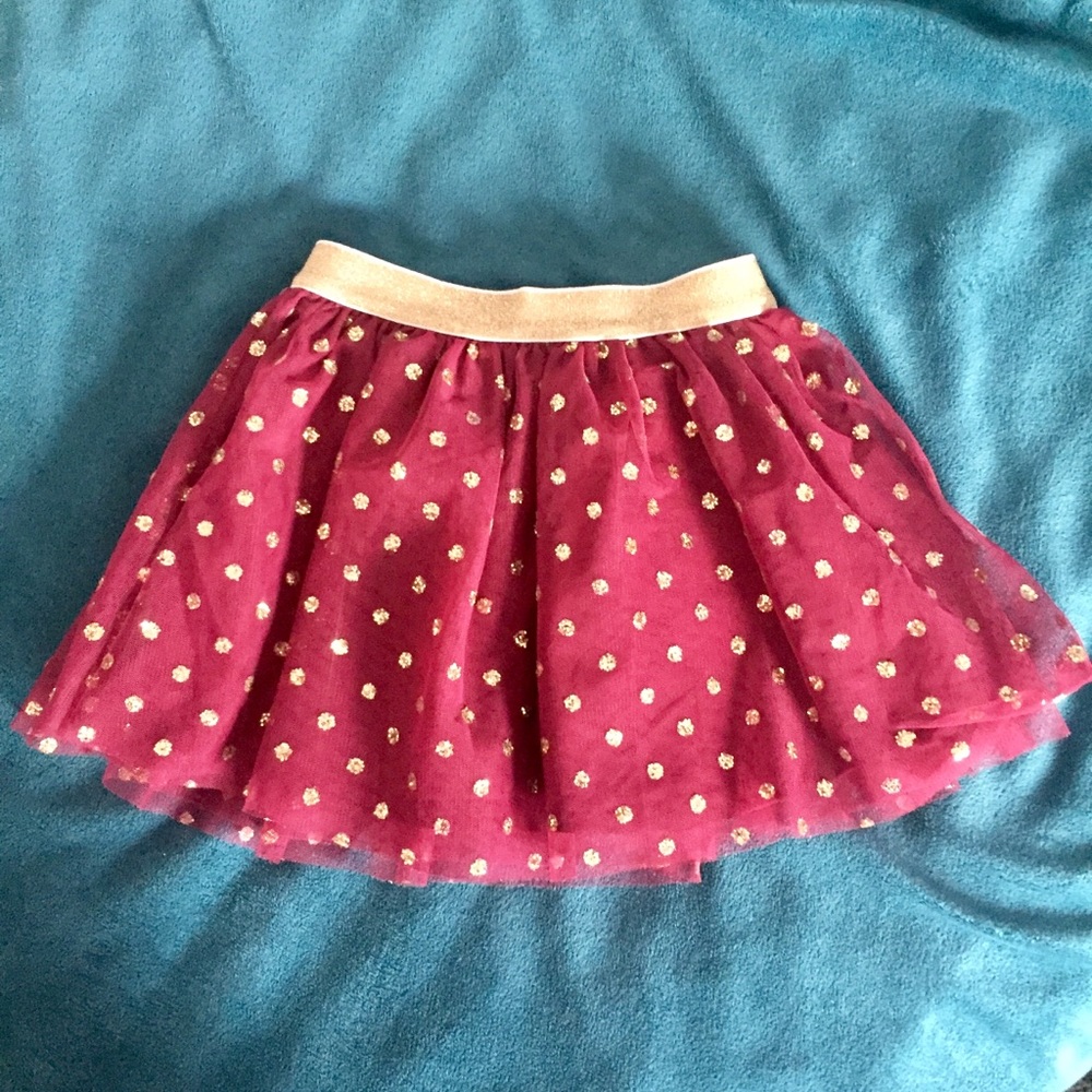 Toddler - Burgundy & Gold TuTu Skirt (Sz 3T)
